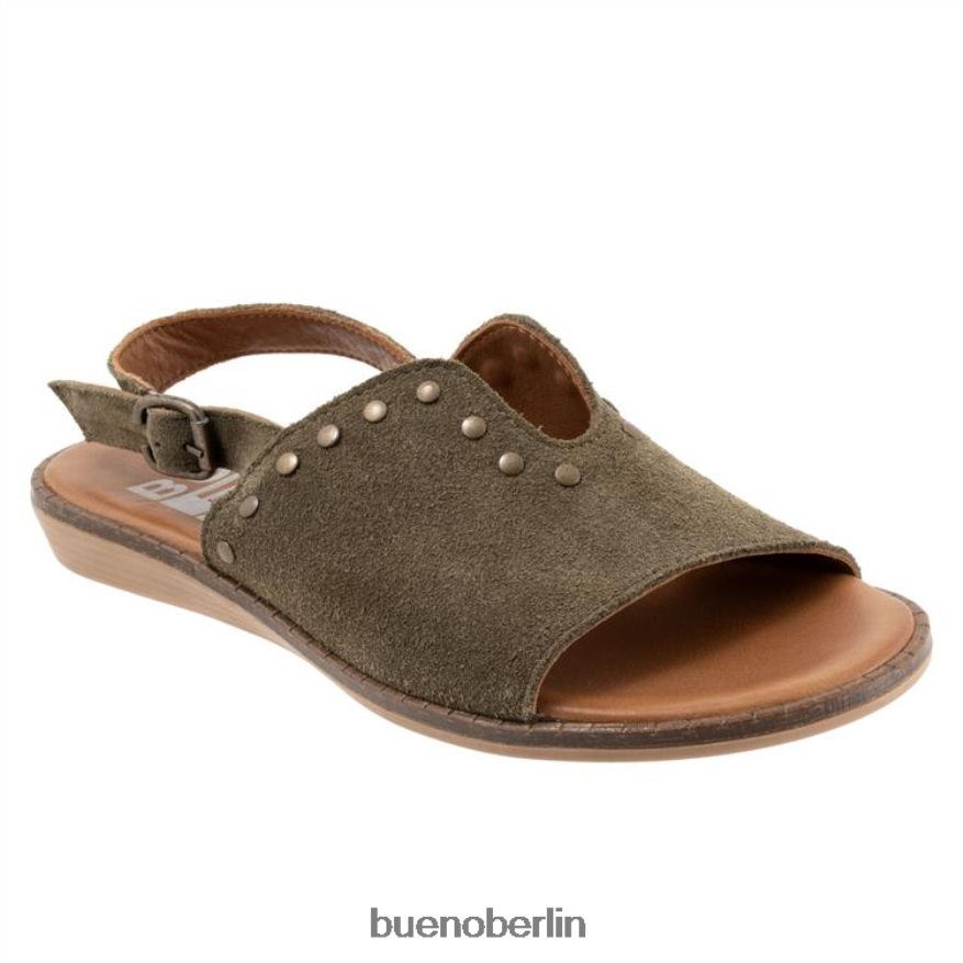 Bueno Footwear Daksha L08J112 Wohnungen dunkles Khaki-Wildleder Frauen