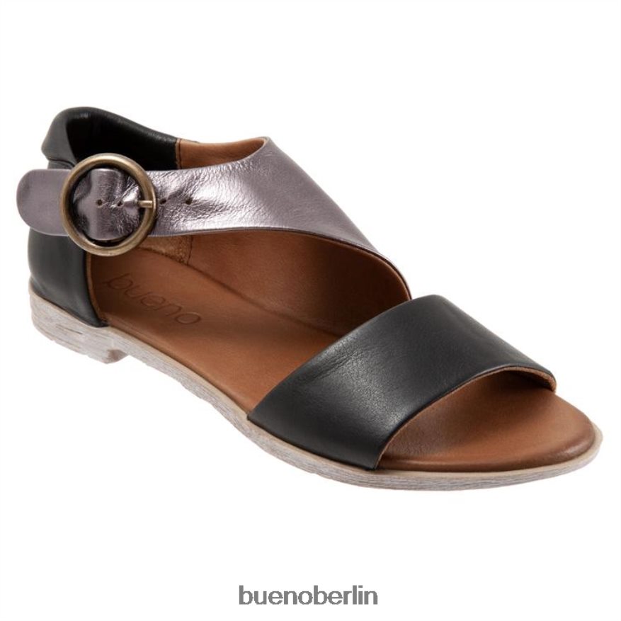 Bueno Footwear Yvonne L08J259 Wohnungen Schwarz-Zinn-Metallic Frauen
